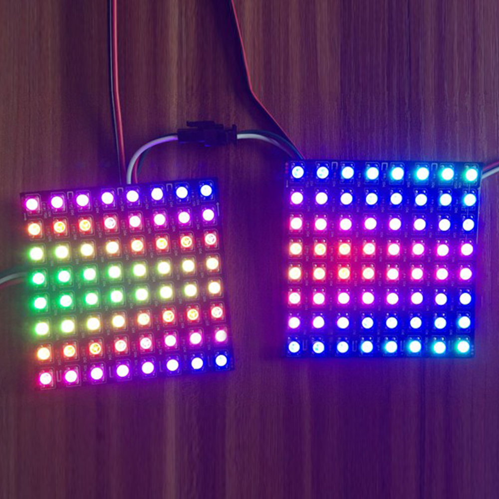DC5V 0.26x0.26Ft WS2812B Full Color Digital Addressable Flexible LED Display Screen - Built in 64 Pixel Dot Matrix Display DC5V 0.26x0.26Ft WS2812B Full Color Digital Addressable Flexible LED Display Screen - Built in 64 Pixel Dot Matrix Display